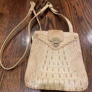 Brahmin Marley Croc Leather Embossed Crossbody Bag Cream Tan - Excellent!